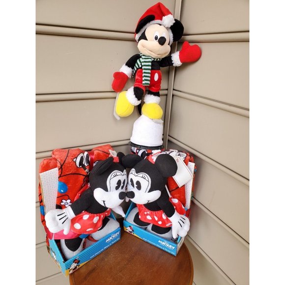 Bundle Disney, Minnie Mouse Plush Blanket & Animatronic Mickey Mouse Christmas - Picture 3 of 16